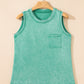 Mineral Wash Patched Chest Pocket Casual Tank Top
