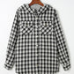 Plaid Pattern Sherpa Lined Hooded Shacket