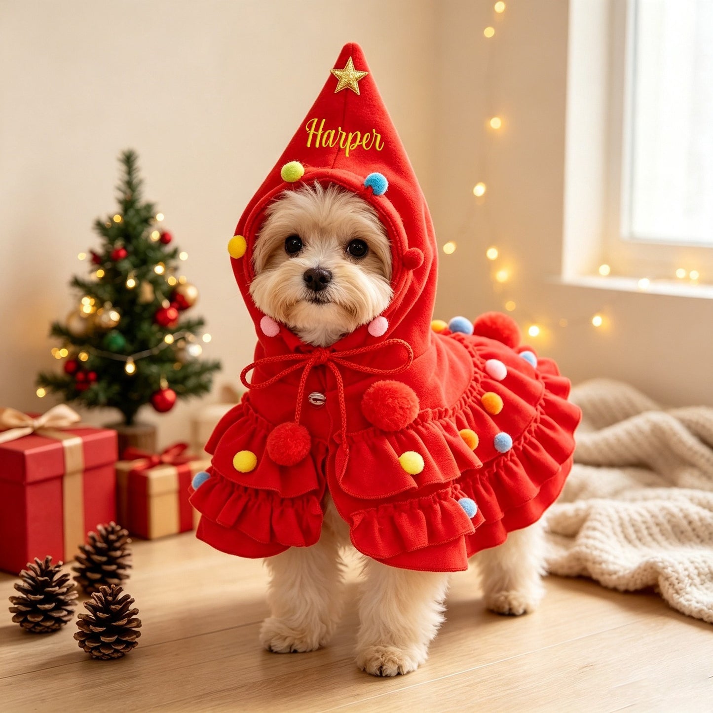 Embroidered Name Pet Christmas Cape