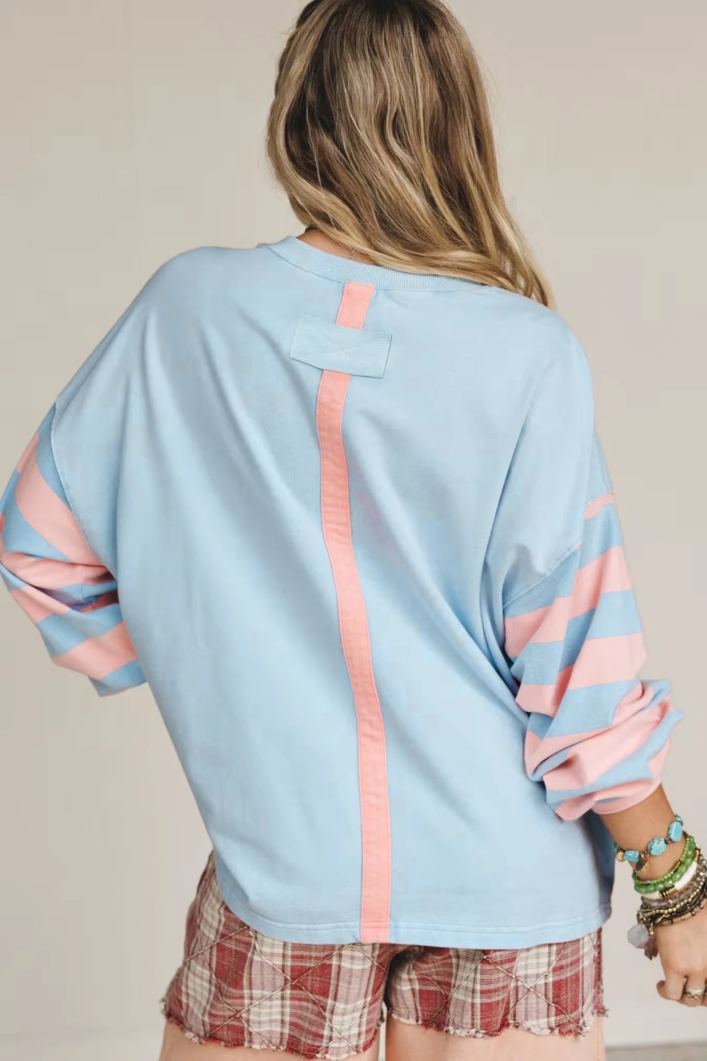 Drop Shoulder Striped Long Sleeve Top
