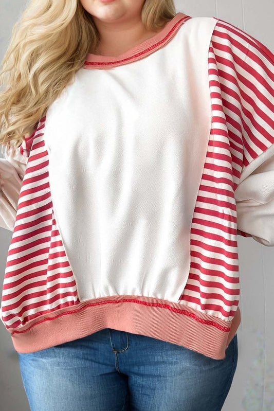 Plus Size Color Block Patchwork Seam Detail Oversize Sweatshirt