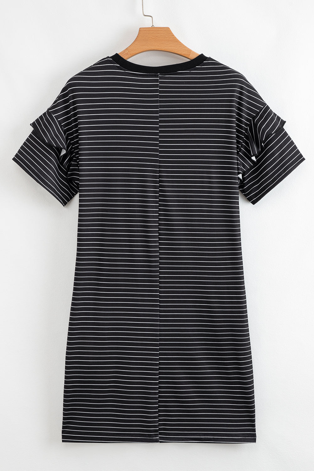 Stripe Ruffle Sleeve T Shirt Dress