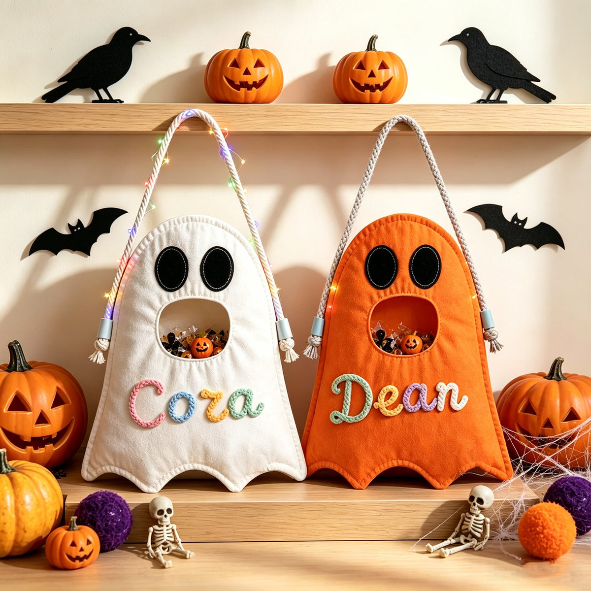 Custom LED Light-Up Ghost Treat Bag