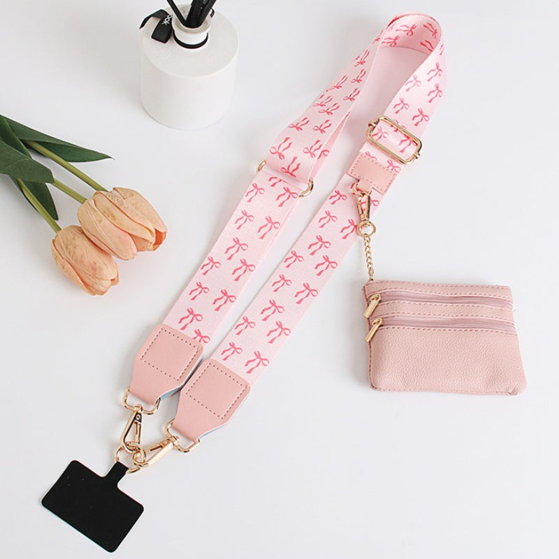 Phone Sling Shouder Strap with Coin Purse-Bow Print