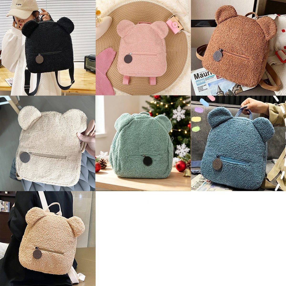 Personalized Teddy Bear Ears Sherpa Backpack