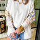 Floral Dotted Mixed Print Patchwork Sleeve High Low Casual Sweatshirt