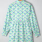 Floral Print Notched Neck Scalloped Detail Long Sleeve Mini Dress