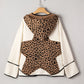 Leopard Star Hooded Patchwork Contrast Piping Open Front Jacket
