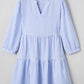 Stripe Bracelet Sleeve Tiered Shift Dress with Pockets