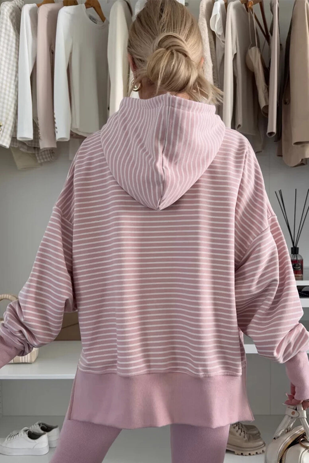 Side Slits Drop Shoulder Loose Fit Hoodie