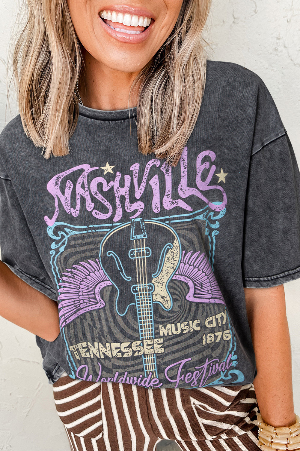 Nashville Tennessee Graphic Mineral Washed Vintage Tee