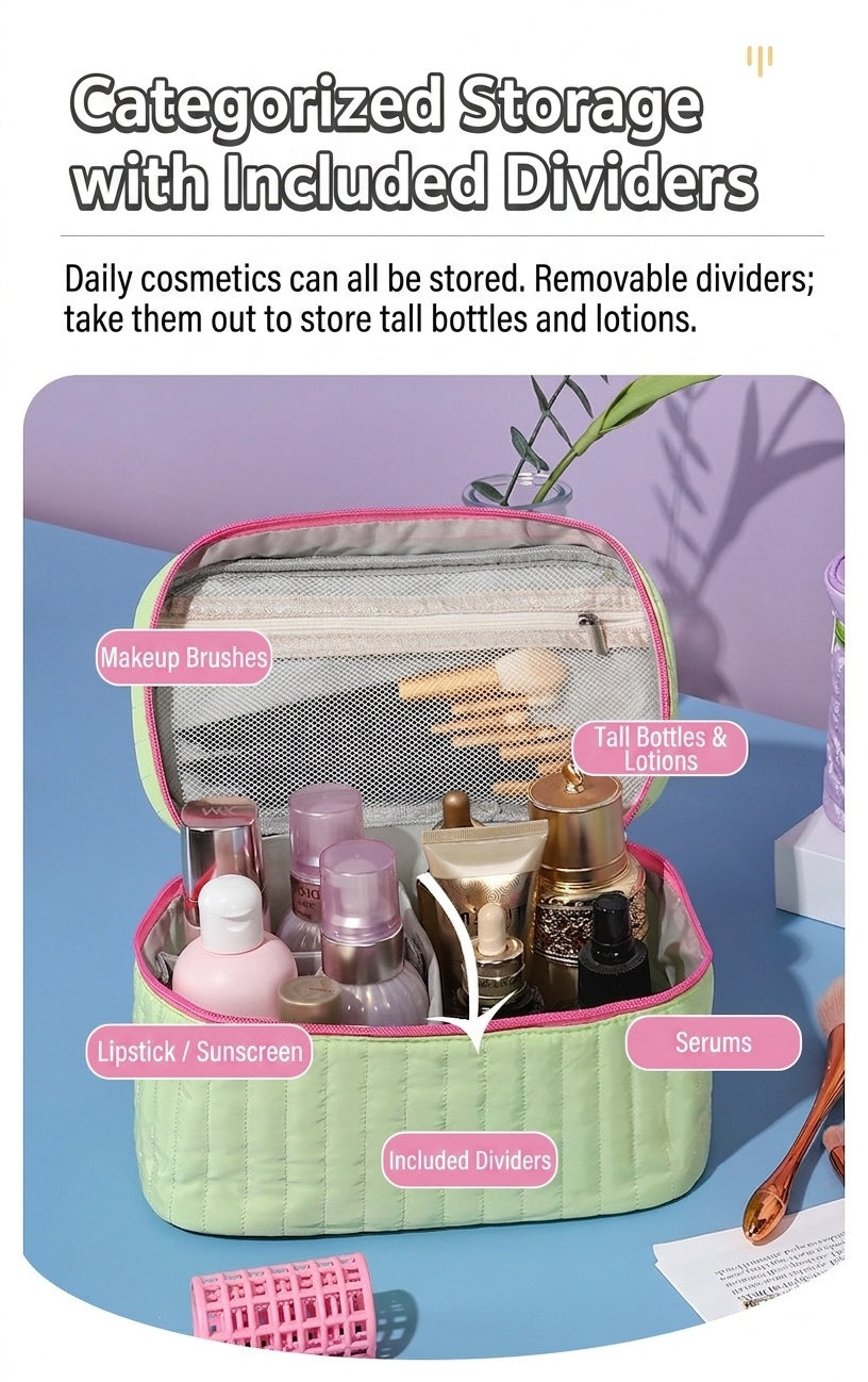 Portable Cosmetic Bag with Personalized Embroidered Name