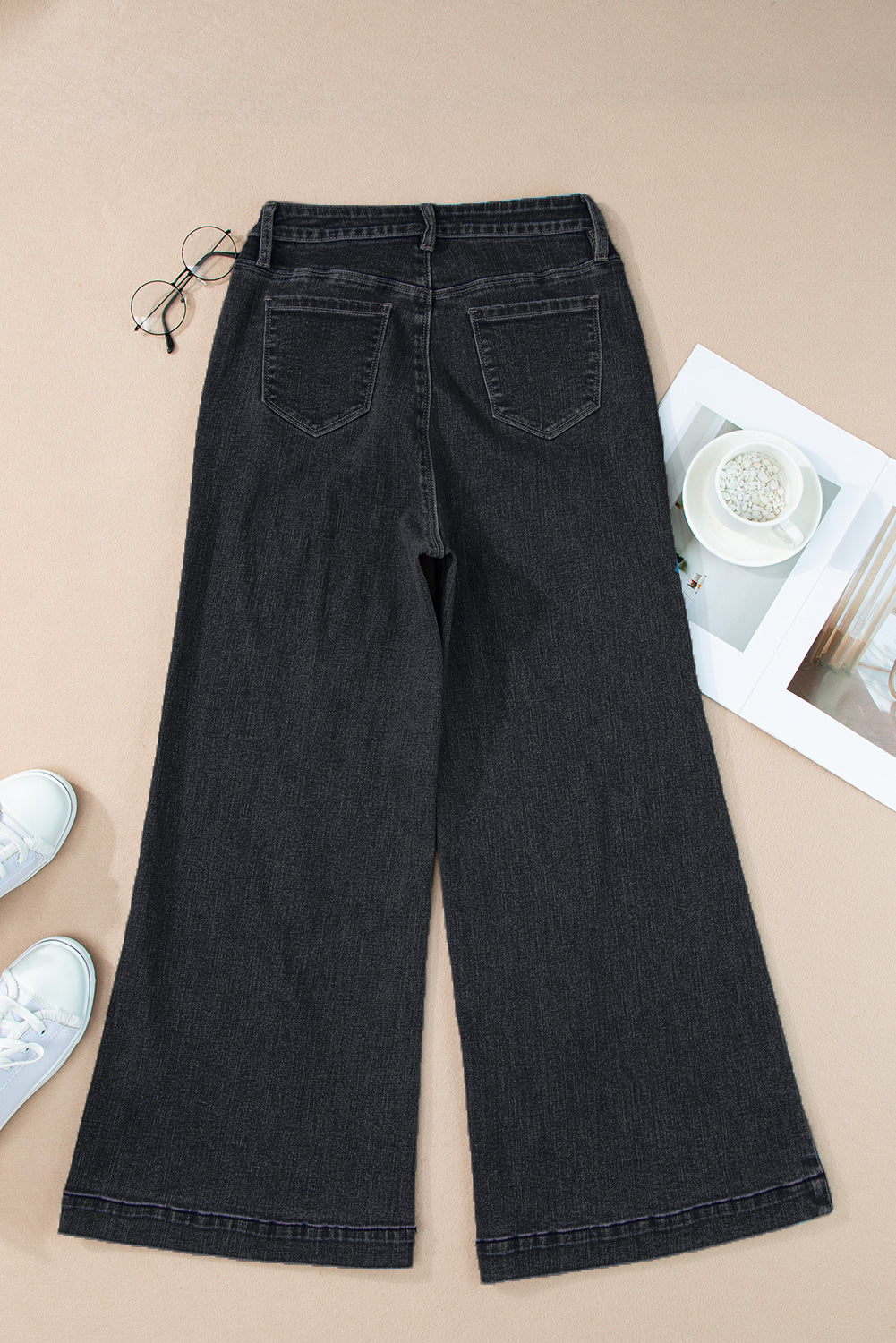 Plain Seam Detail Flared Bottom Ankle Length Jeans