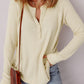 Textured Knit Half Buttons Henley Top