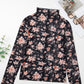 Floral Mesh Mock Neck Long Sleeve Slim Fit Top