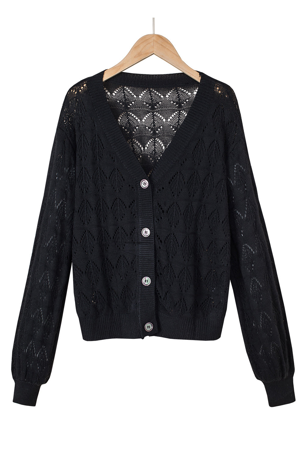 Lightweight Buttoned Front Crochet Cardigan