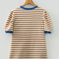 Sleeve Contrast Trim Round Neck Tee
