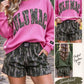 Women's Camo Letter Patch Pullover Sweatshirt & Matching Camouflage Athletic Shorts Set