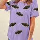 Sequin Halloween Bat Patched Casual T Shirt