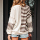 Stripe Stitched Detail Color Block Patchwork Oversized Pullover Top