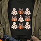 Halloween Ghost Pumpkin Crew Neck T Shirt