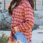 Plaid Long Sleeeve Side Split Distressed Hem Shirt