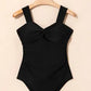 Cut out Twist Bowknot Backless One Piece Swimsuit