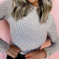 Rhinestone Embellished Mesh Long Sleeve Top