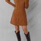 Ribbed Detail Solid Color Mini Sweater Dress
