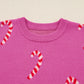 Christmas Candy Cane Holiday Drop Shoulder Sweater