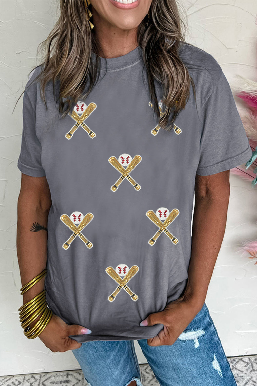 Sequined Game Day Casual Tee