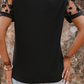 Floral Mesh Patchwork Loose V Neck Plus Size T Shirt