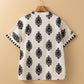 Geometric Print Short Sleeve V Neck Blouse