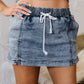 Drawstring High Waist Pocketed Denim Shorts