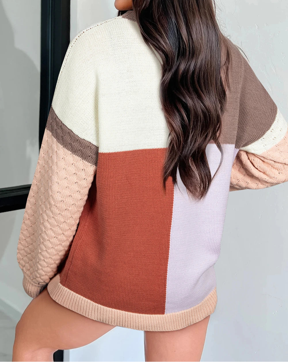 Colorblock Knit Baggy Sweater