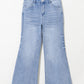 Wash Raw Hem High Waist Flared Jeans