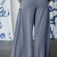 High Frilled Detail Wide Leg High Waist Knit Pants