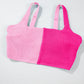 Pink Corded Colorblock Square Neck Bikini Swimsuit