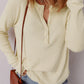 Textured Knit Half Buttons Henley Top