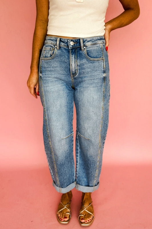 Vintage Washed Seam Detail Shift Jeans