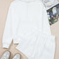 Ribbed Collar Drop Shoulder Sweatshirt and Shorts Set