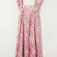 Plus Size Ruffle Trim Square Neck High Waist Floral Maxi Dress