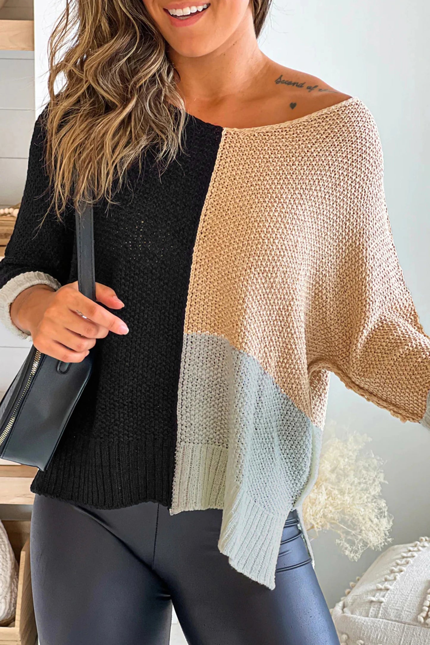 Knit V Neck Loose Sweater