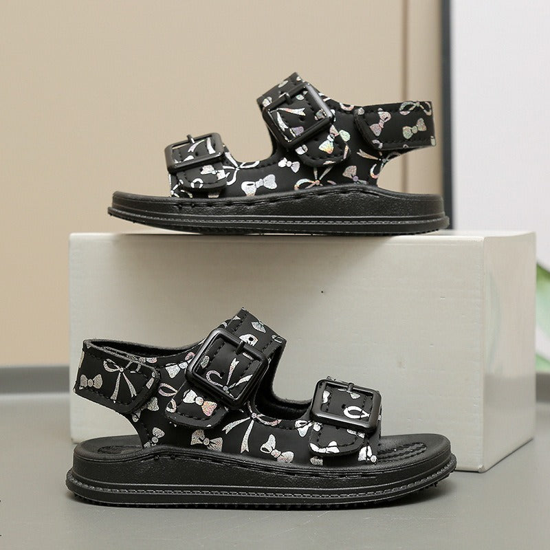 Children’s Glitter Ribbon Soft Soled Sandals
