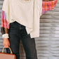Contrast Plaid Long Sleeve Exposed Seam Patchwork Top