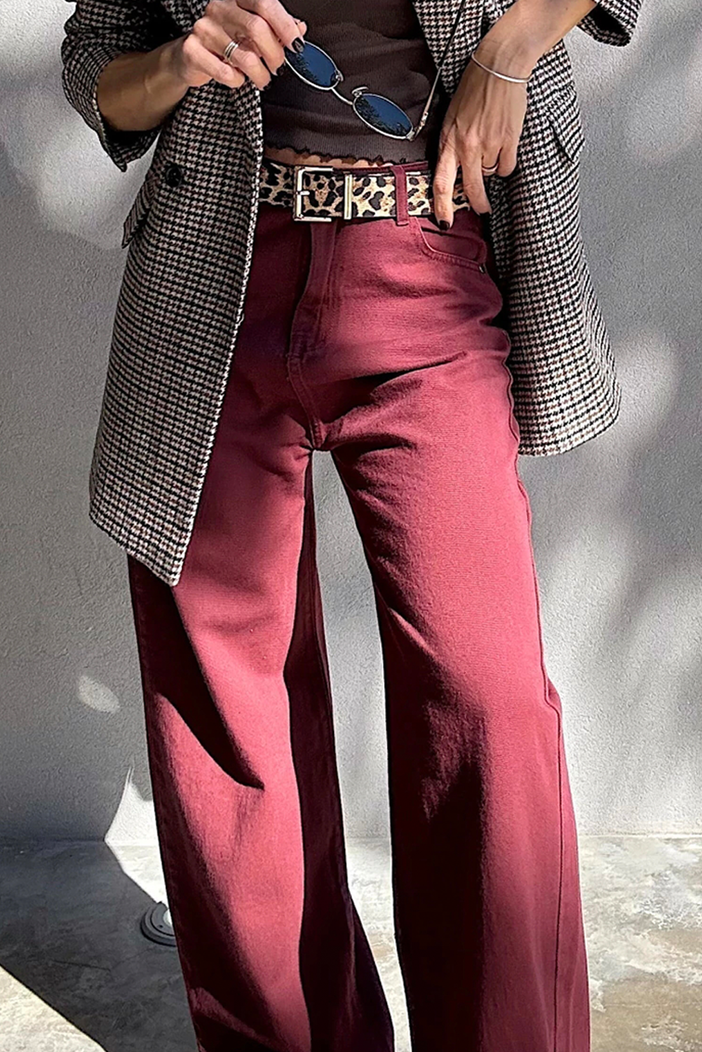 Loose Straight High Waist Solid Color Jeans