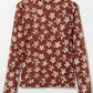 Mesh Star Print Mock Neck Sheath Long Sleeve Top