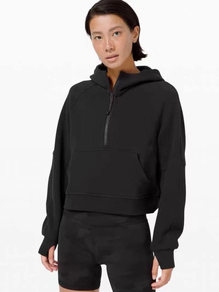 Half Zip Hooded Embroidered Sweatshirt