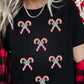 Holly Candy Cane Christmas Sequin Graphic T Shirt