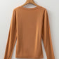 Solid Color Long Sleeve Fitted Top